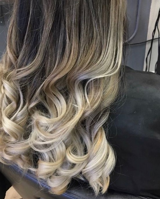 brown to blond ombre with ring curls